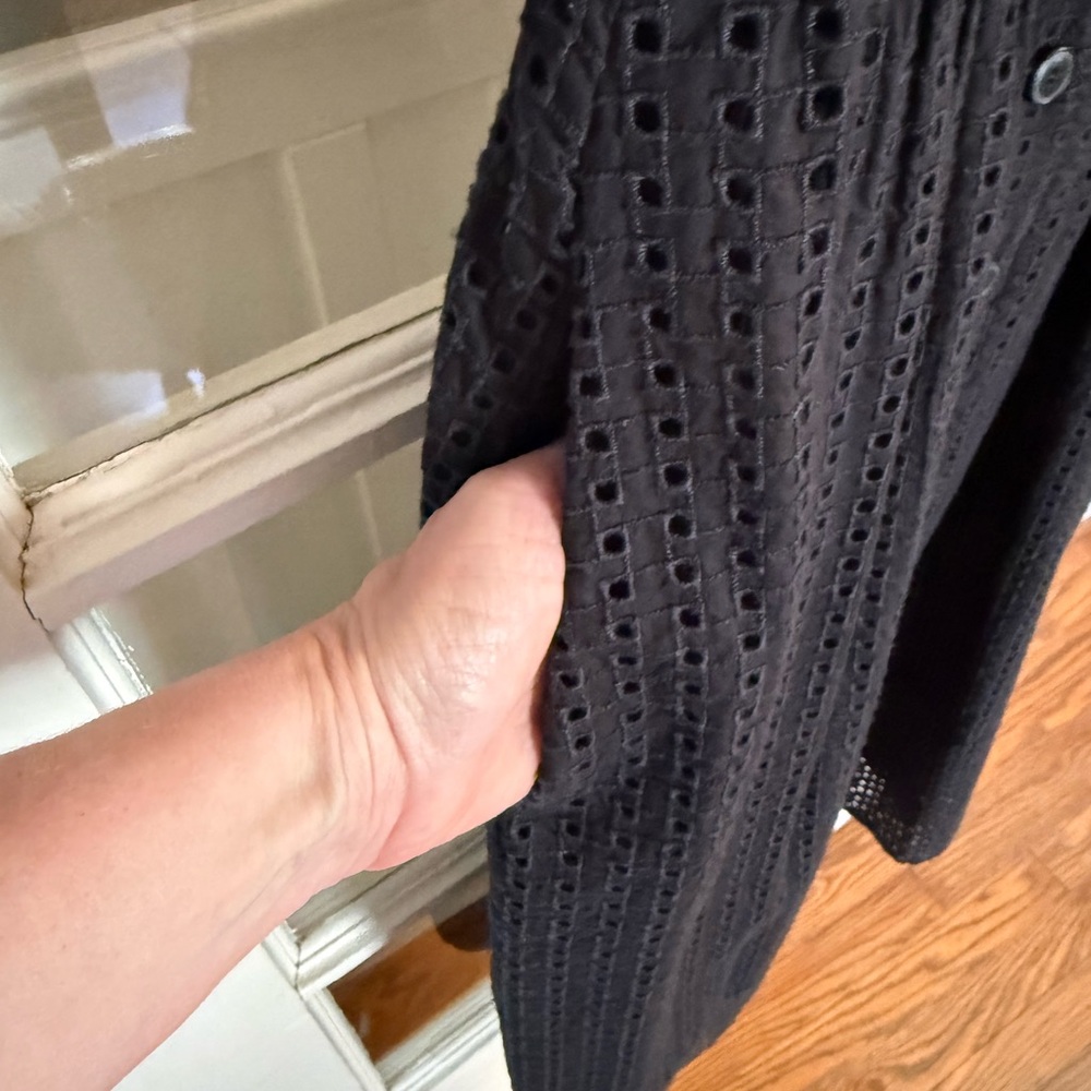 J. Crew Black Eyelet Sleeveless Midi Dress Adjustable Straps 8 - Picture 3 of 11